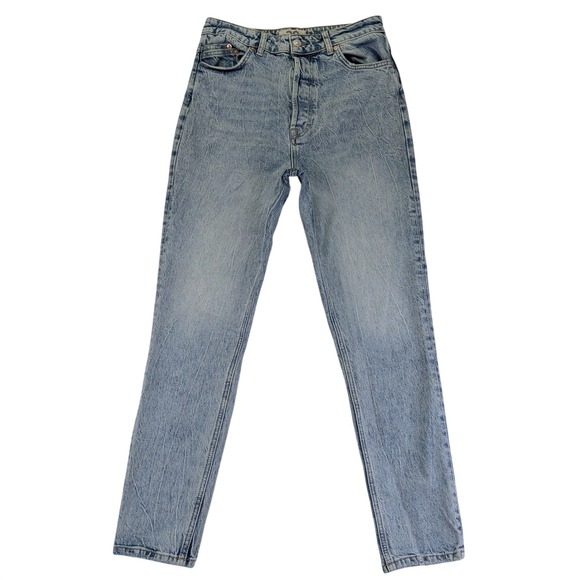 Free People Denim - FREE PEOPLE Zuri Mom Ankle Jeans High Rise Straight Leg Denim Womens 29